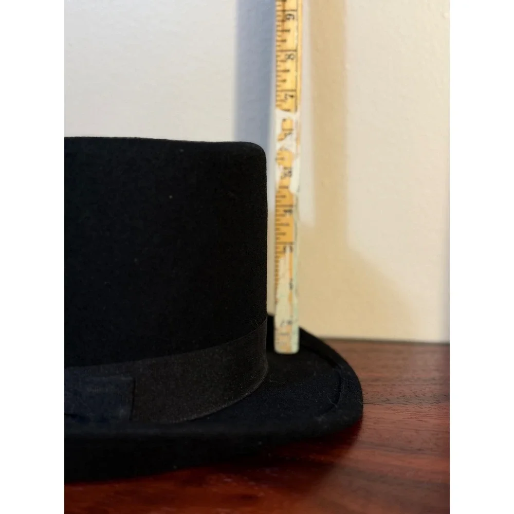 Free Authority Black 100% Wool Top Hat Formal Costume Magician OSFM RN115665